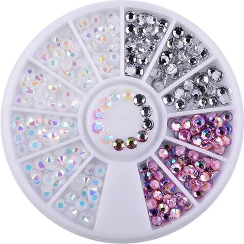 2021 Candy Color Acrylic Stickers for Nails Fashion Flat Bottom Rhinestone Nail Art Decorations for Manicure Design