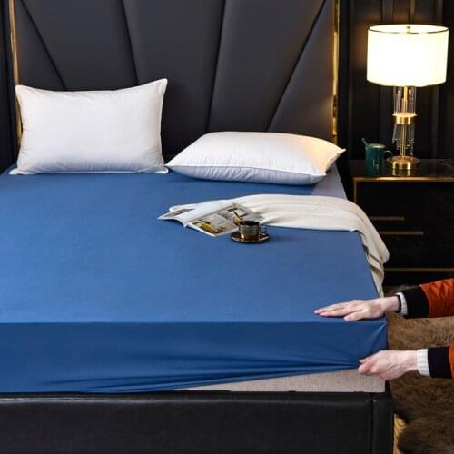 New Design Waterproof Mattress Cover Solid Color Comfortable Bed Fitted Sheet Wetting Breathable Mattress Protector 1PC #/L
