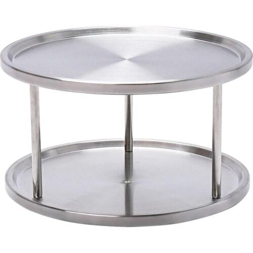 Stainless Steel Lazy Susan Turntable Revolving Swivel Kitchen Worktop Shelf Organizer Tabletop Stand Spice Rack