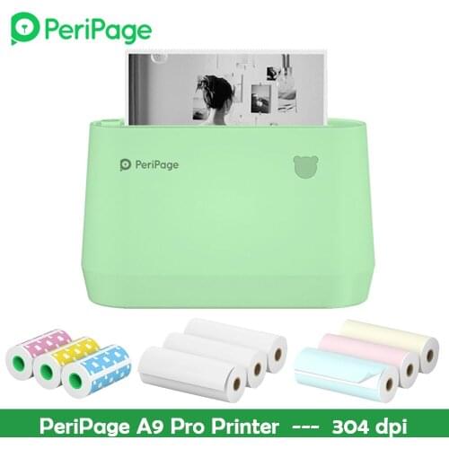 PeriPage A9 Pro Portable Bluetooth Thermal Pocket Printer 304dpi Grayscale Mode Mini Photo Printer Receipt Label Maker 56mm/77mm