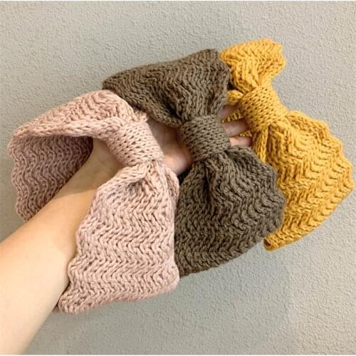 2021 Autumn Winter Warmer Ear Knitted Headband Turban Crochet Plus Wool Hairband Headwrap Wide Stretch Girls Head Band Headdress