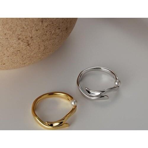 Simple S925 sterling silver irregular bump ring female ins open Austrian bead joint ring