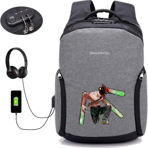 Anime Chainsaw Man backpack USB charging Backpack student book bag School Bag Mochila men travelling package