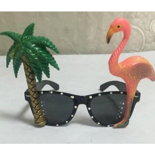 Hawaiian Flamingo Parrot Glasses Sunglasses Neon Tropical BeachBBQ Fancy Dress Hen Stage Party Props Summer Holiday eyewear hot