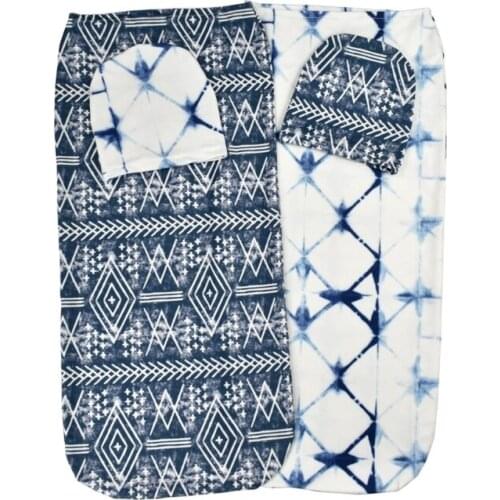 HX5D Newborn Baby Sleeping Bag Cute Animal Printed Swaddle Blanket Sleeping Swaddle Muslin Wrap+Hat 2pcs New Born Set