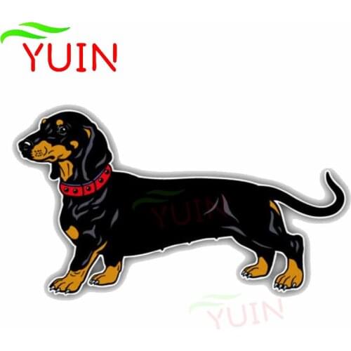 Lovely Smooth Haired Dachshund Dog High Quality Car Sticker Bumper Window Graphic Decoration Decal Waterproof Stickers 14*8cm