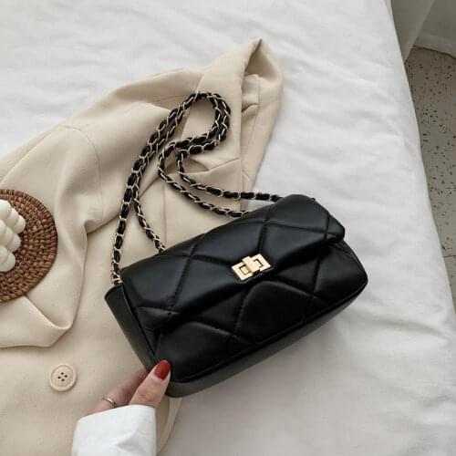 Chain Design Solid Color Leather Crossbody Shoulder Bags for Women 2021 Fashion Handbags Female Travel Cross Body Bag Purse