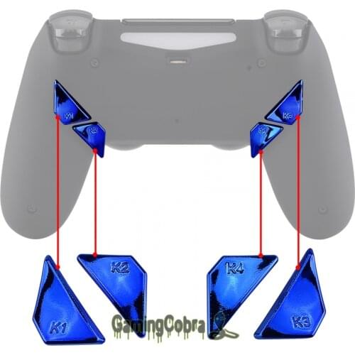 Chrome Blue Glossy Repair Redesigned Back Buttons K1 K2 K3 K4 Paddles for PS4 Controller Dawn Remap Kit
