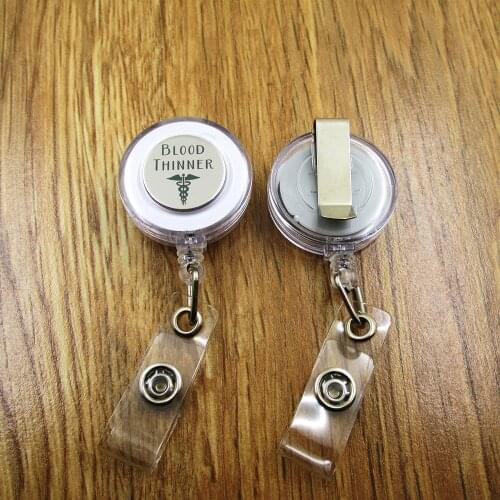 Blood thinner ID Badge Reel for Docter Nurse Teacher Student retractable recoil id badge holder office work fun