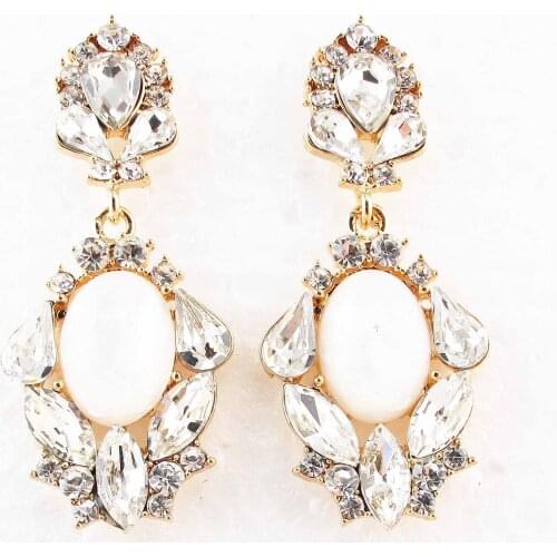 YaYi Jewelry Fashion Green Glass Crystal Rhinestone Dangle Women Ancient Gold Color Wear Ear Band Long Tassel Earrings