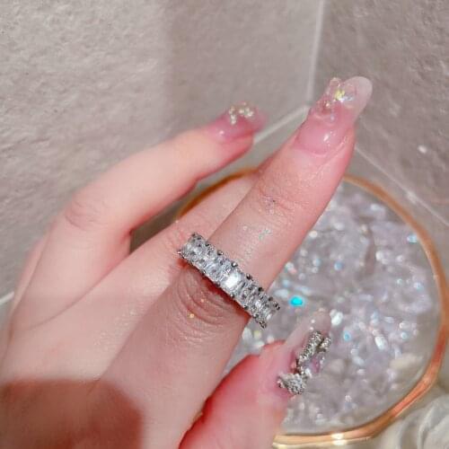 925 Sterling Silver Zircon Cut Rectangle Finger Ring Engagement Rings for Women Fashion Fine Wedding Band Engagement Jewelry