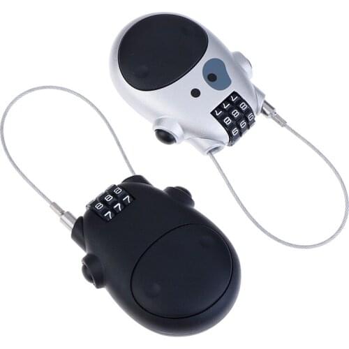 1pc Universal Motorcycle Helmet Password Lock Telescopic Wire Rope Steel Cable Code Lock Car Sled Helmet Lock black silver