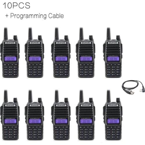 10pcs/Lot BAOFENG UV-82 VHF UHF Dual Band 136-174/400-520 2-PTT Two Way Radio 5W 2800mAh Handy Two Way CB Radio Transceiver