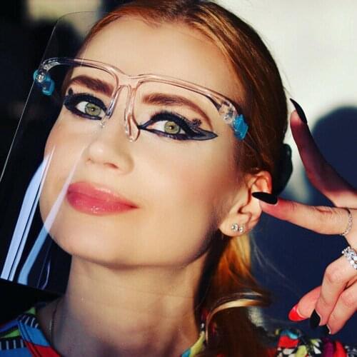 10Pcs Safety Transparent Clear PET Anti-Fog Anti-Saliva Full Face Shield Eyes Face Protective Goggles Glasses Frame Visor Hats