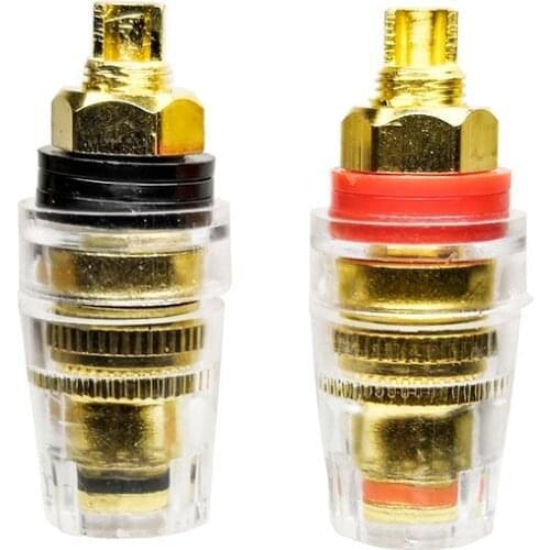 2pcs M8 transparent plastic pure copper crimping terminal horn post plug connector audio horn plug cold pressing without welding