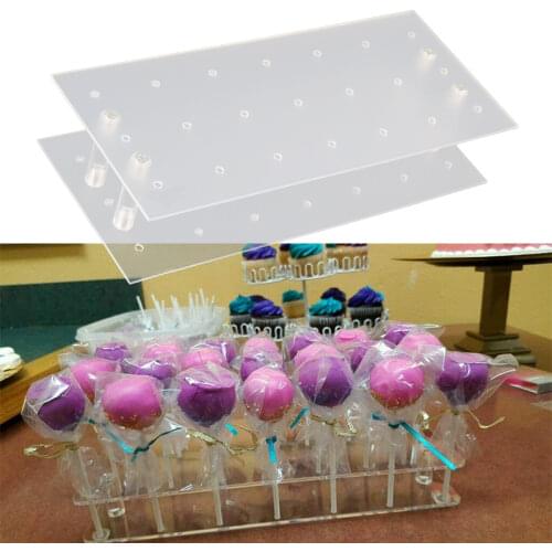 21 Holes Acrylic Transparent Lollipop Stand Kitchen Base Shelf Rectangular Decoration Display Holder Party Wedding Cake Tools