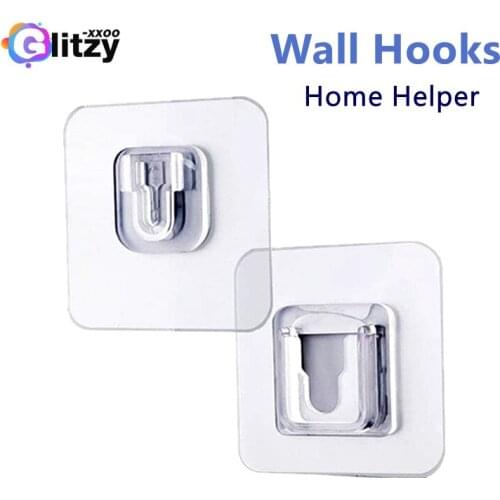 5/10Pcs Double-sided Adhesive Wall Hooks Transparent Double-Sided Adhesive Heavy Strong Hanger Organizer Kitchen Bathroom holder