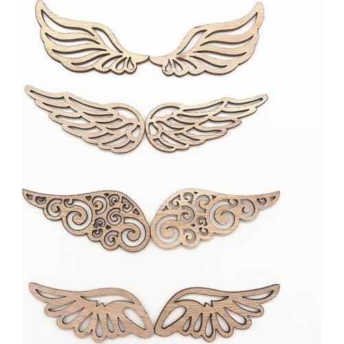 50 pcs personality hollowed out wood carving wing slice for kids Diy Toy And wedding decor