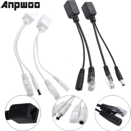 ANPWOO POE Adapter cable Injector Splitter Kit Tape Screened Passive Power Over Ethernet12-48v Synthesizer Separator Combiner