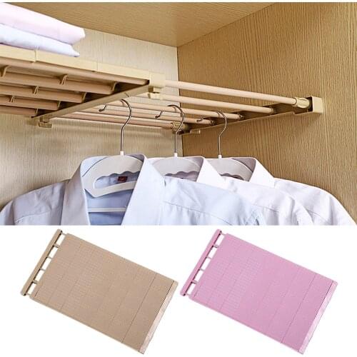 Behogar Closet Storage Shelf Rack Expandable Adjustable Nail-free Wardrobe Organizer Layered Partition Board Space Saver