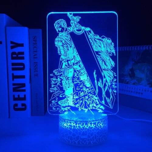 Berserk Guts White Base Light for Bedroom Decorative Night Light Kids Birthday Gift Room Manga Table Lamp Anime Figure 3D LED