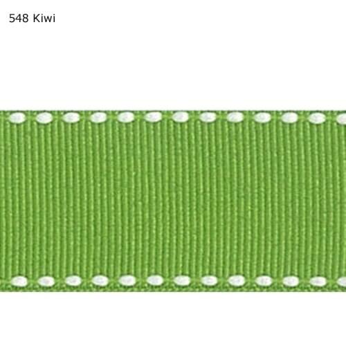 7/8" inch 22mm wide white stitched ribbons kiwi grosgrain ribbons