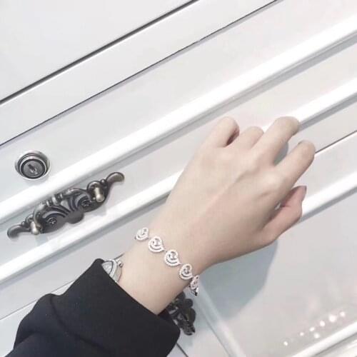 Womens noble fashion full zircon heart-shaped bracelet sterling silver S925 original brand high-quality jewelry holiday gift