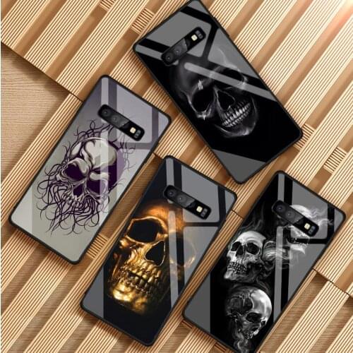 Horror Skull Tempered Glass Phone Case For Samsung Galaxy S8 S9 S10 S20 PLUS J6 J8 2018 NOTE 8 9 10 Cover Shell