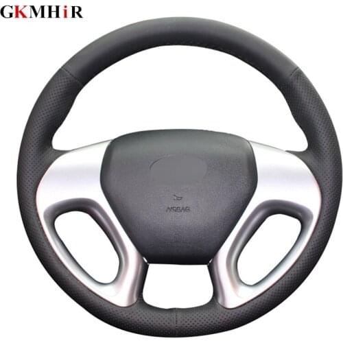 Black Steering Wheel Cover Soft Artificial Leather Steering Wheel Cover for Hyundai ix35 Tucson 2 2011-2015