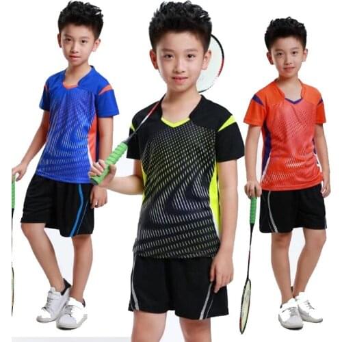 Boys Girls badminton Jersey clothes,pingpong Set Polyester Quick Dry Breathable tennis training suit Table tennis shirt + Shorts