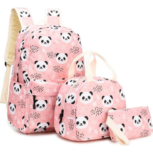 3pcs Sets Backpack+Meal Pack+Pencil Case Printing School Bags Canvas Student Backpack School Bags Teenage Girls Shoulder Bags