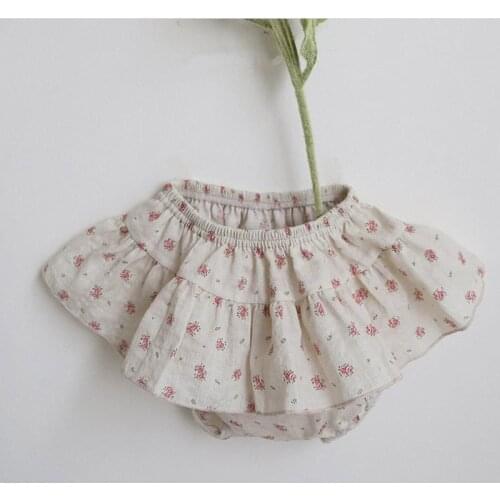 Korean Style 2020 Summer Infants Clothes Floral Printed Baby Girls Cute Shorts Ruffles Cotton Toddlers Kids Skirt Shorts