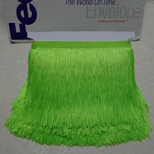 10 Meters 15cm 6" Long Lime Green Color Latin Dress Tassel Fringe