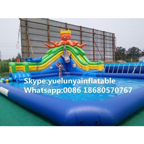 Factory direct inflatable castle slides Pool slide, large water park Octopus Water Park KY-713