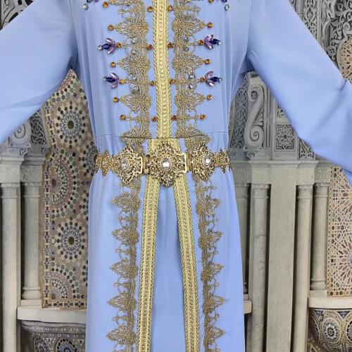 Neovisson Moroccan Belt Metal Link Chain for Women Caftan Belt Wedding Jewelry Gift