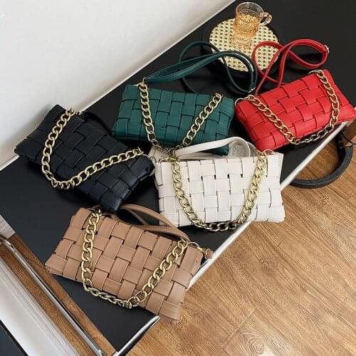 New Woven Stilettos Small Square Womens Spring and Summer Fashion Chain Single Shoulder Purse Designer Handbags High Quality