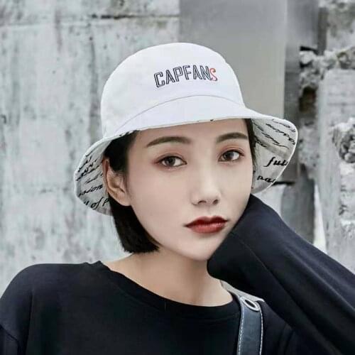 Brand Unisex Summer Bucket Hat for Women 2021 Autumn Mens Hip Hop Cotton Letters White Panama Hat Female Fisherman Cap Headwear