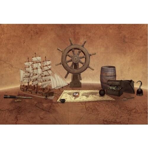 Steamship Treasure Retro Backdrop Photography Background Newborn Baby Shower Birthday Wedding Party Decor Photo Shooting Props