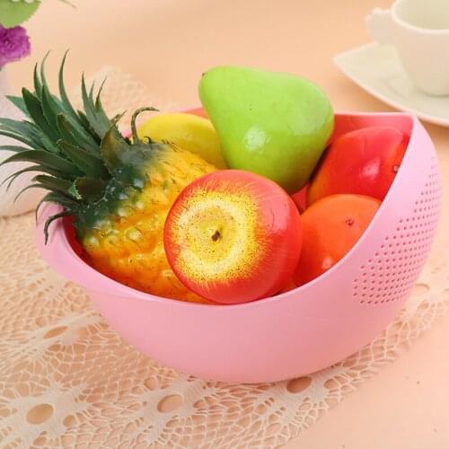 Food Grade Plastic Rice Beans Peas Washing Filter Strainer Green Pink Color Basket Sieve Drainer Cleaning Gadget GQ