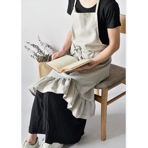 Linen dress apron baking kitchen apron Coffee Shop and flower shop work aprons for woman barbecue cooking kitchen apron