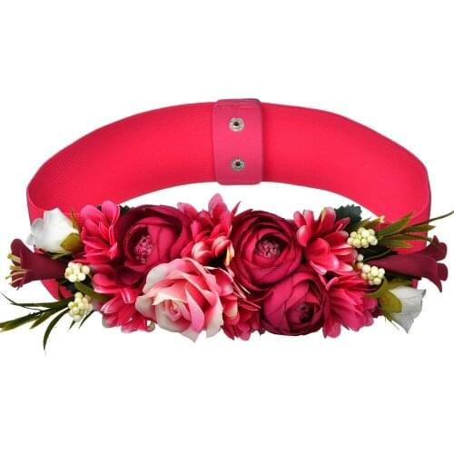 Bohemian Flower Belt Waist Band For Women Fashion Floral Elastic Dress Belt Accessories Ladies Beach Forest Shirt Corset Belt