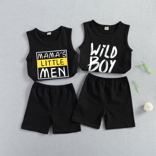 Pudcoco 1-4 Years Kids Baby Boys 2-piece Outfit Suit Sleeveless Letter Print Tops+Shorts 2021 Summer Set for Children Boys