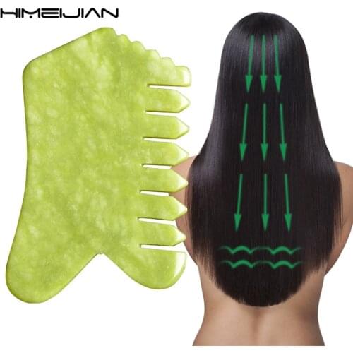 Natural Xiuyu Jade Combs Stone Carved Gua Sha Comb Hair Brush Women Men Scalp Head Body Massage Relax Health Beauty Tools