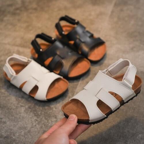 Summer Kids Cork Slides with Heel Straps Rubber Sole for Boys and Girls Shoes Soft Anti-Slipper Breathable Fashion Beach Sandals