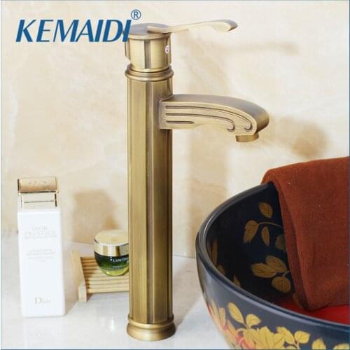 KEMAIDI Bathroom Basin Sink Faucets Antique Brass Deck Mounted Torneira Banheiro Single Handle/Hole Mixer Tap Single Handle