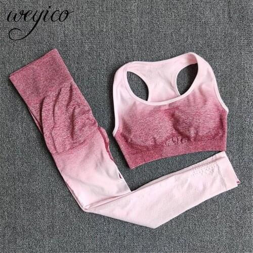 Sports Yoga Set Seamless Bra crop top bralette Women Gym Running Sexy Workout Fitness Gradient top deportivo mujer 2020 New