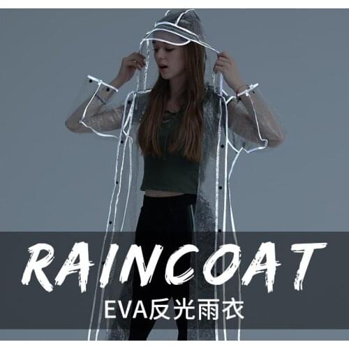 Reflective transparent cool raincoat men and women students net red fashion outdoor hiking poncho