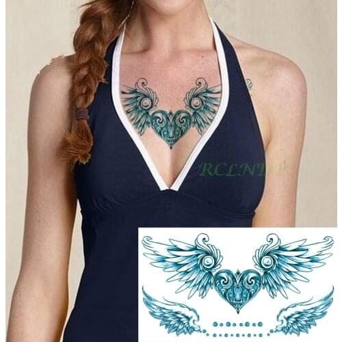 Waterproof Temporary Tattoo Sticker heart with wings on back breast tatto flash tatoo fake tattoos for women girl lady