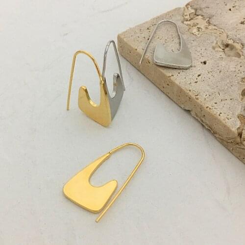 Monlansher French Vintage Geometric Thin Earrings Gold Silver Color Copper Hoop Earrings for Women Minimalist Earrings Jewelry