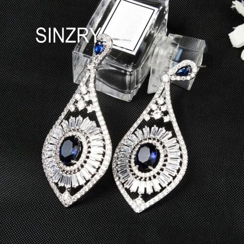 SINZRY elegant CZ jewelry cubic zirconia shinning long vintage bohemia drop earrings female creative dangle earring for women